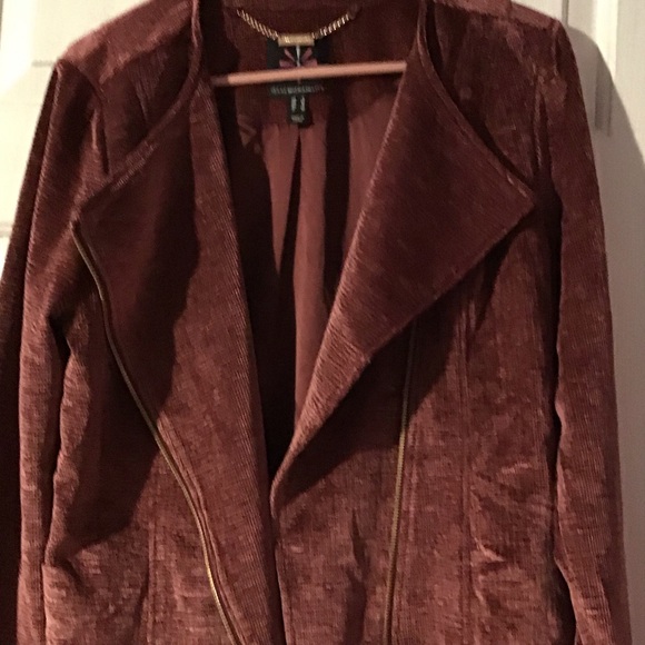 Isaac Mizrahi Women's Velvet Burgundy Blazer - Picture 1 of 5